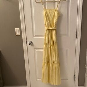 J. Crew Pale Yellow Tiered Maxi Dress with Smocked Waist